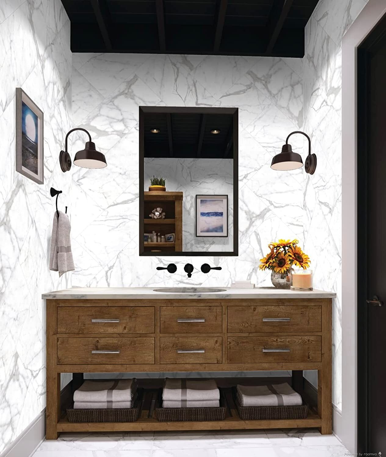 12×12 Calacatta Empire Ceramic Tile for Walls Floors Made in USA (1 Piece)