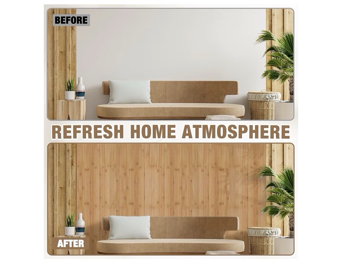 Natural Bamboo Wall Panel for Interior Wall Decor, Pole Wrap Wainscoting (S195)