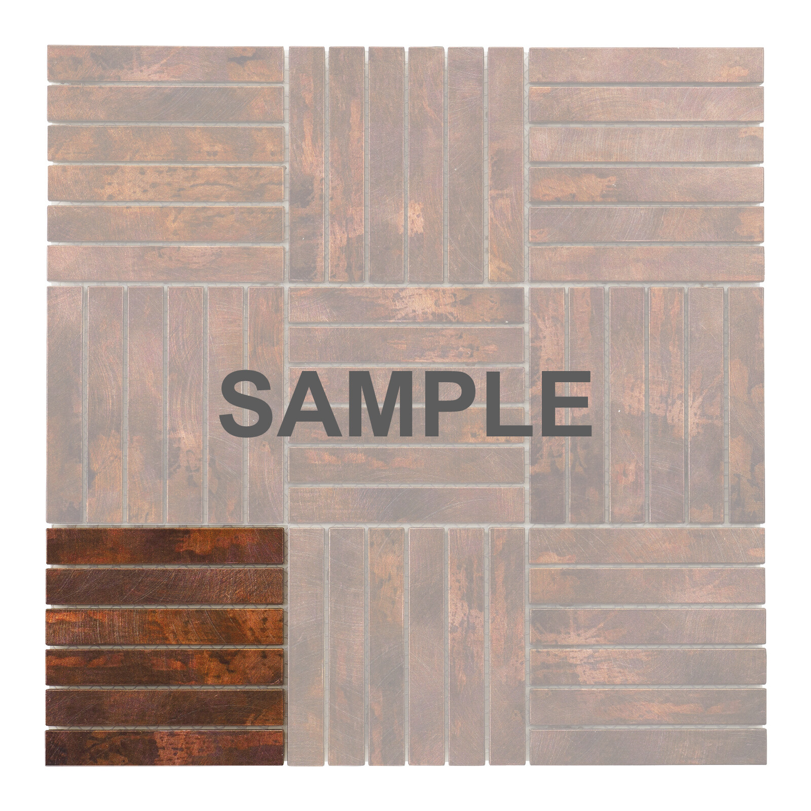 Antique Copper Color Metallic Metal Basketweave Parquet Mosaic Tile Backsplash