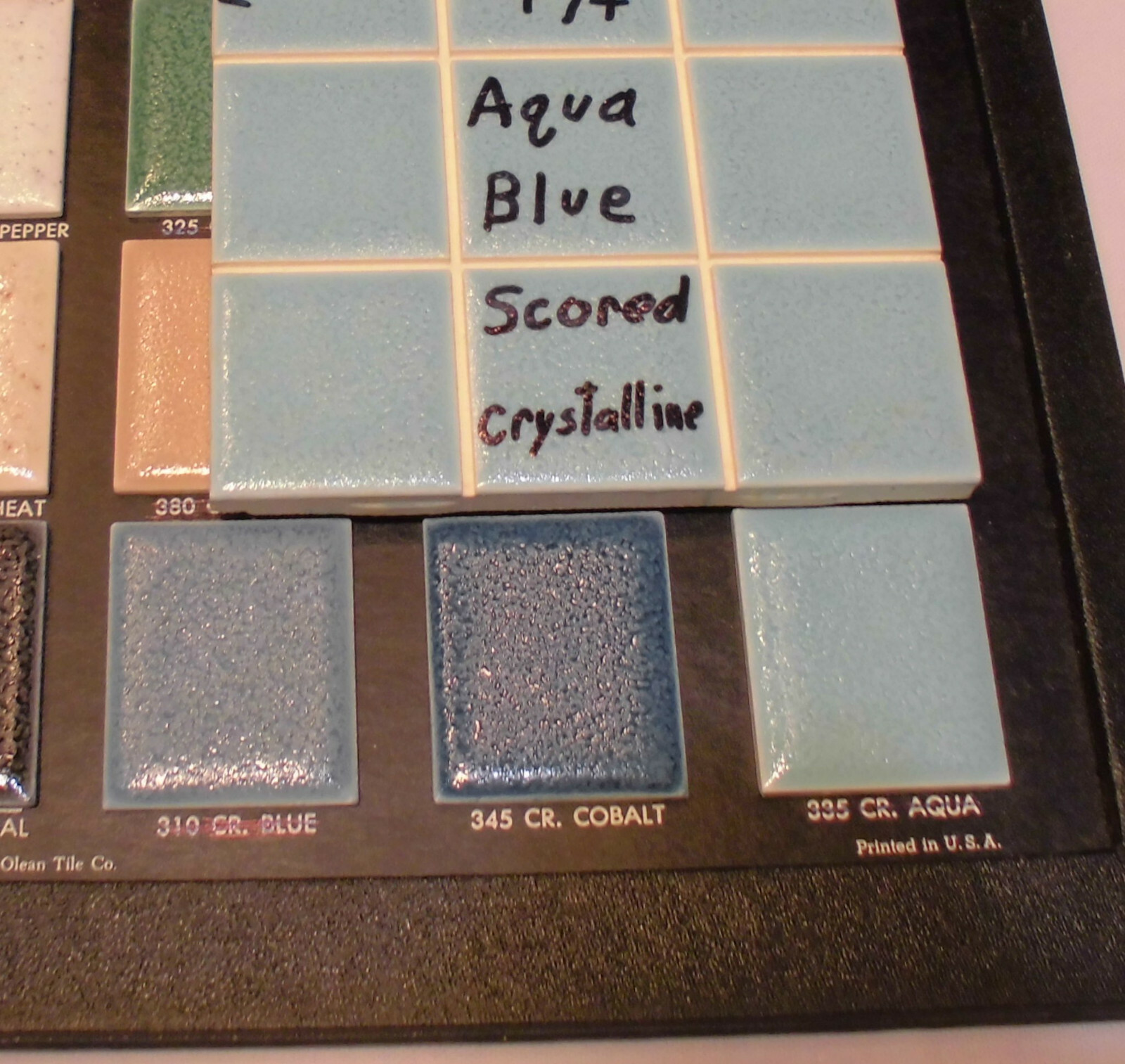 1 pc. *Aqua Blue* 4-1/4″ Scored Glossy Ceramic Tile by American Olean, NOS