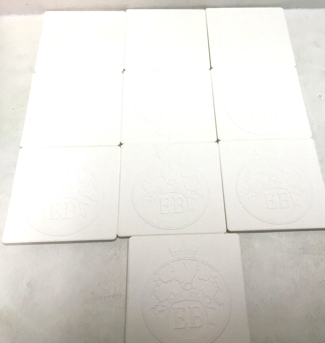 EB FLORALS WHITE SQUARE CERAMIC TILES 2″ X 2″ ~ 10 PCS IN BOX / ITALY