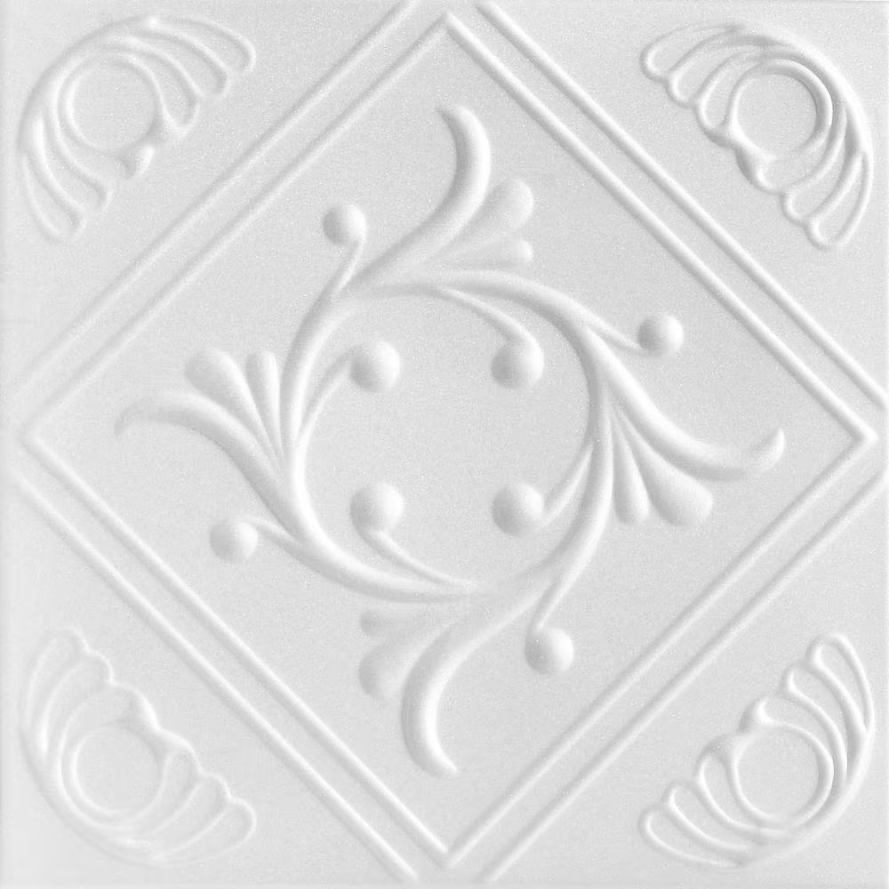Diamond Wreath 1.6 Ft. X 1.6 Ft. Glue up Foam Ceiling Tile in Plain White (21.6