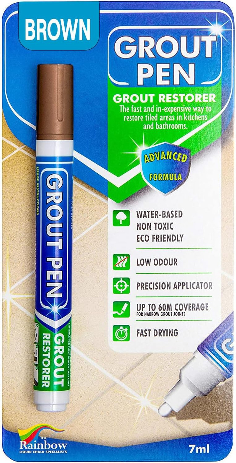 Grout Pen Brown Tile Grout Paint Marker Restorer – Narrow 5mm Tip (7mL) | Waterp