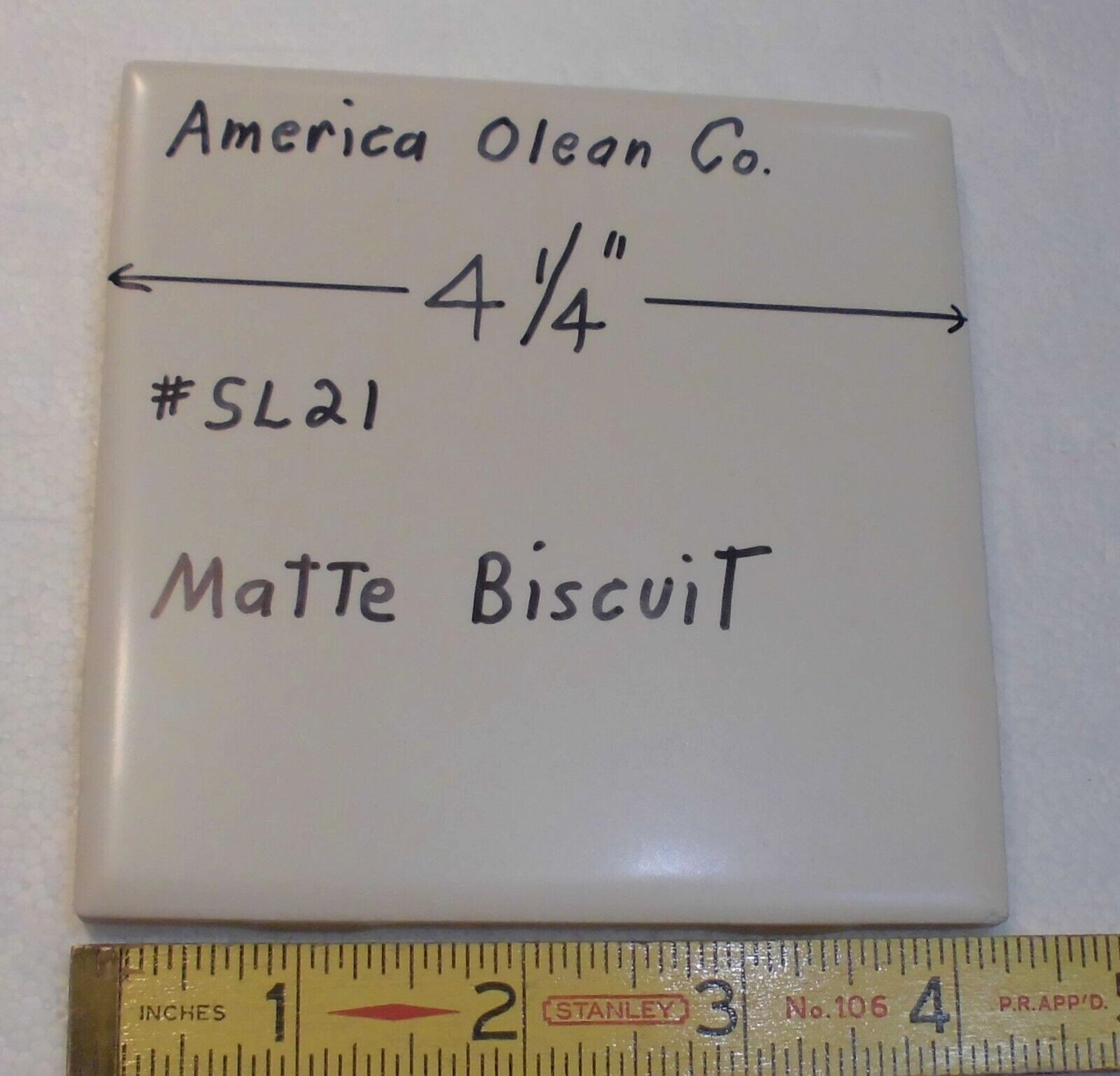 1 pc. Matte Biscuit #SL21: Ceramic Tile by American Olean 1990’s “Starting Line”