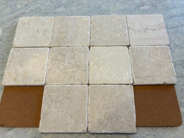 Botticino Crema 4×4 Tumbled Marble Tile Backsplash Floor Wall -10 New Tiles