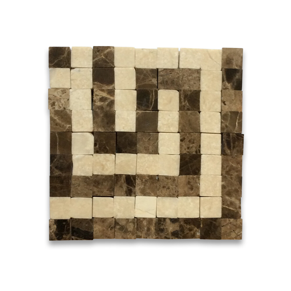 B0088CP Marble Mosaic Border Accent Tile Greek Key Emperador 3.5×3.5 Polished