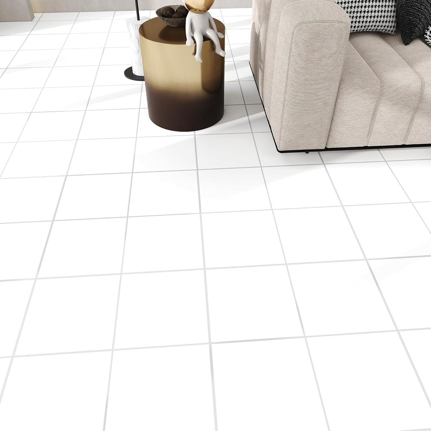 20Sq.Ft White Marble Peel and Stick Vinyl Floor Tiles,20 Tiles – 12″ X 12″,Water