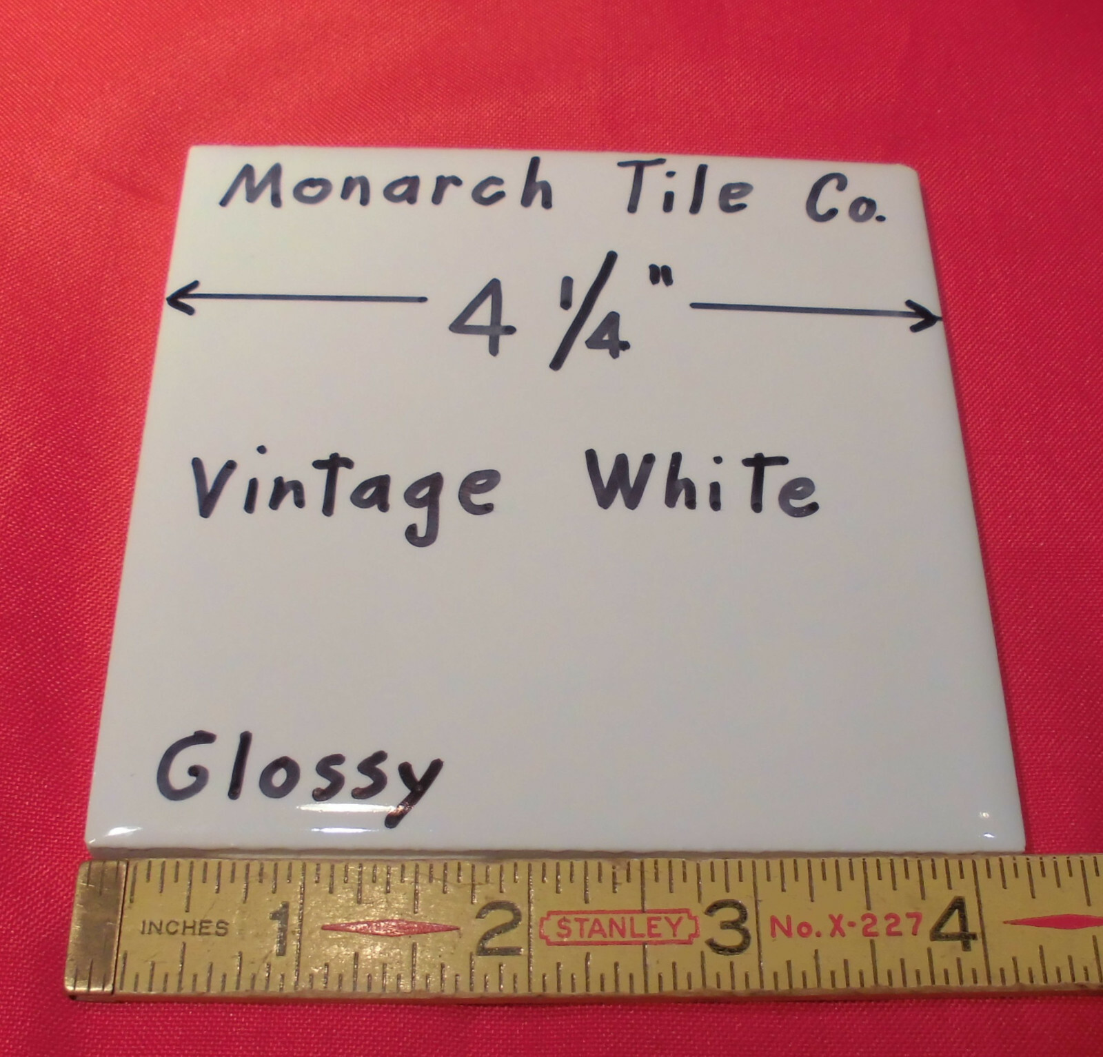 1 pc. Off-White Creamy 4-1/4″ Glossy Ceramic Tile by Monarch Tile Co. USA New