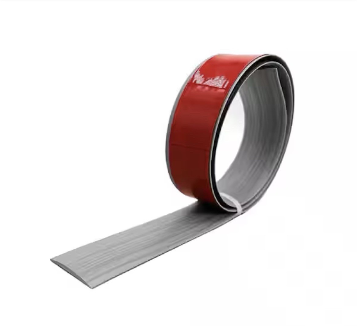 1.5 In x 16.4 Ft Self-Adhesive PVC Floor Transition Strip Grey Wood Grain