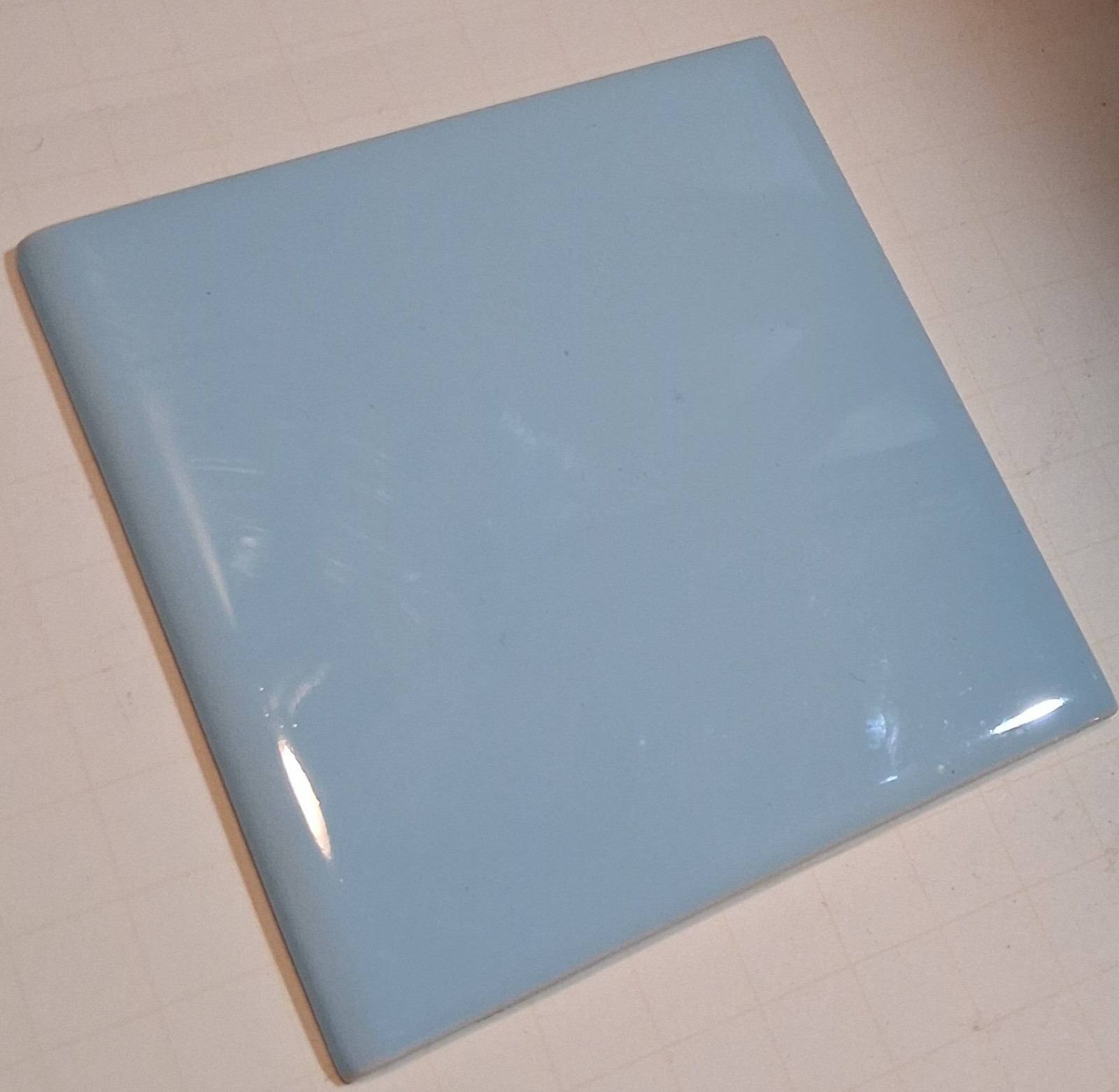 Vintage Mariwasa 4 1/4″S MCM Robin’s Egg Light Blue Ceramic Tile Bullnose