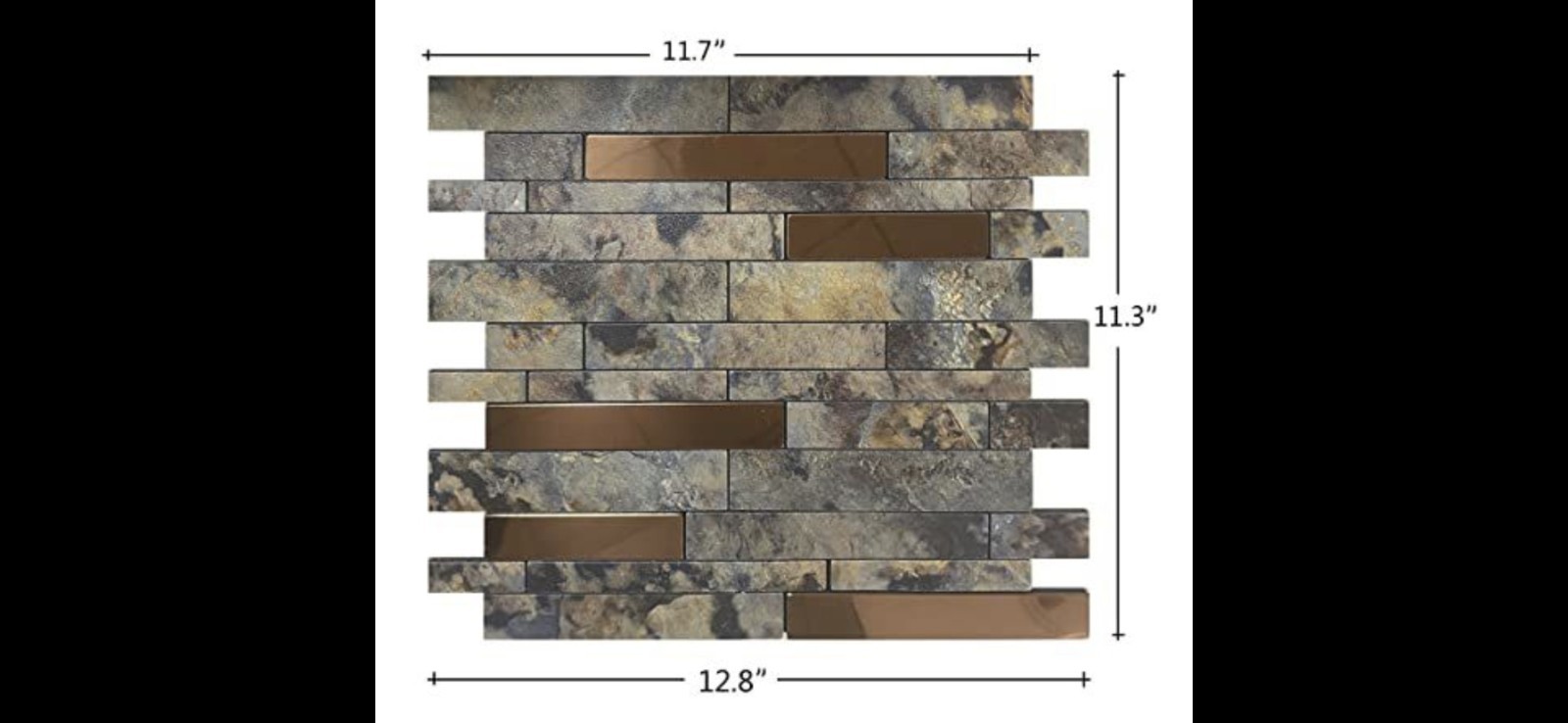 Weimeishi Peel-and-Stick Stone/Metal Mosaic Brick Tile Glossy 11.7×11.3