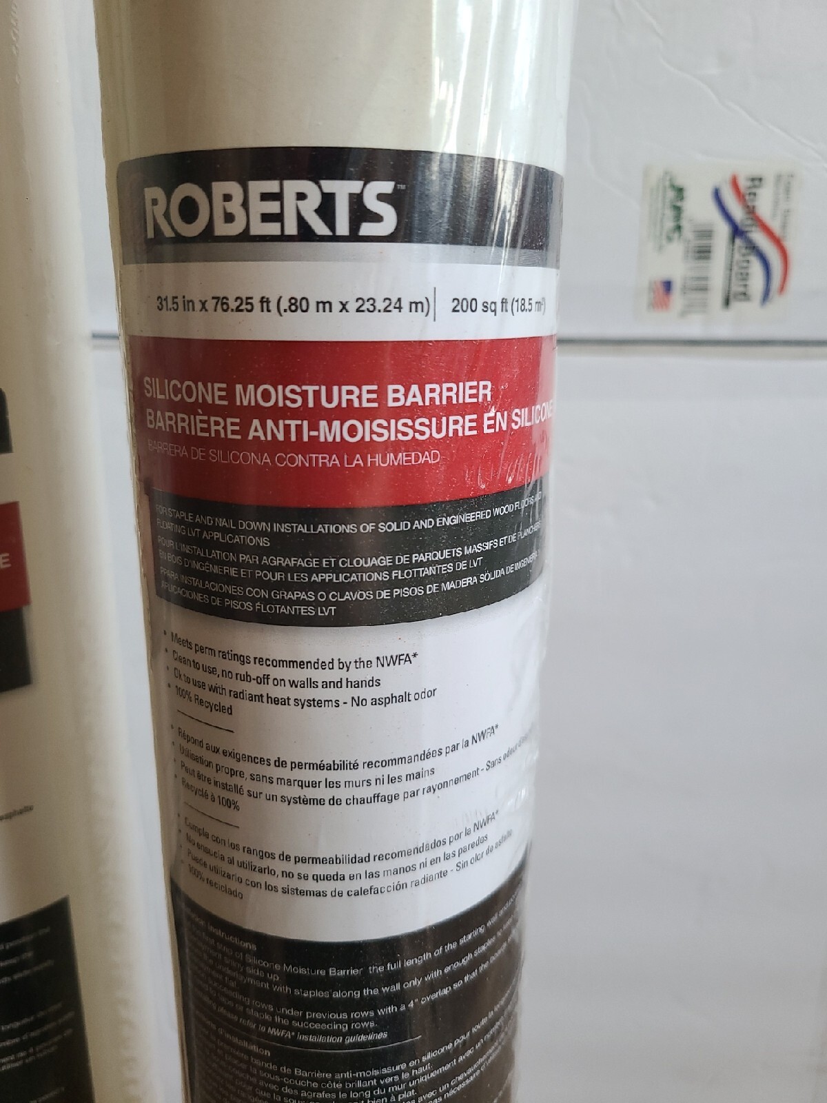 ROBERTS 70-198 Silicone Moisture Barrier 200 sq 31.5 in. x 76.25 ft. Lot of 4