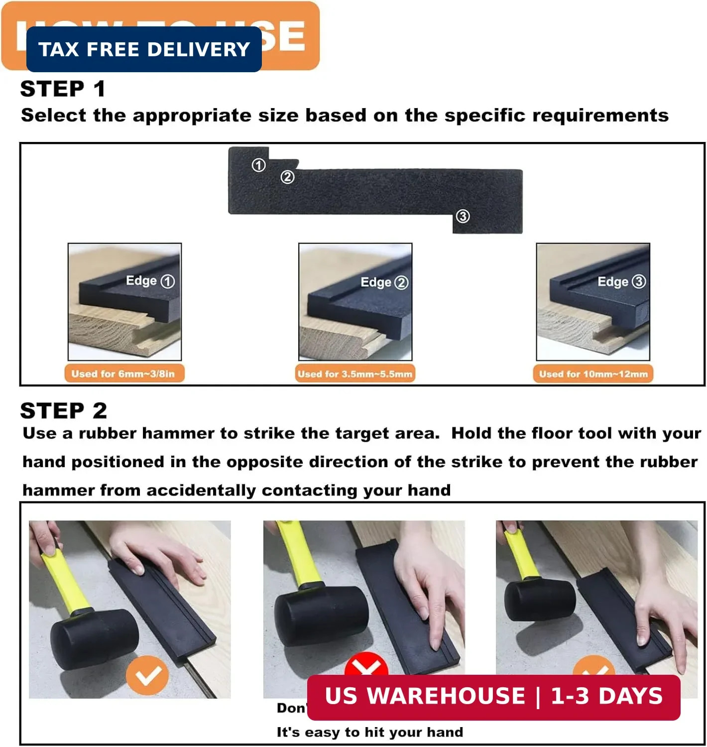 Flooring Tapping Block Universal Black 1 Pcs for Wood Laminate Installation