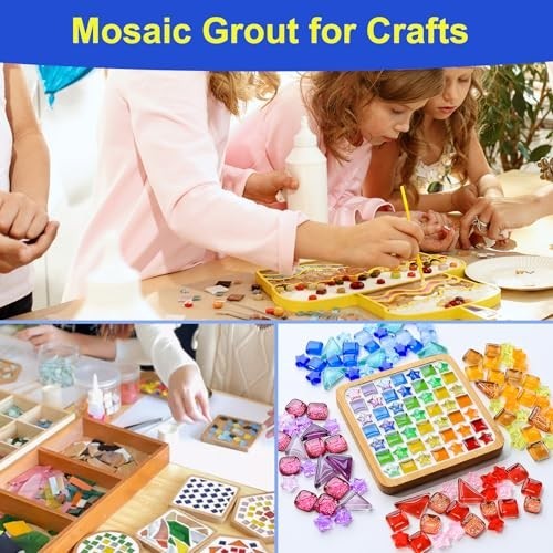 Mosaic Crystal Grout Kit & Sealant with Scraper for DIY Tile Projects – 14oz