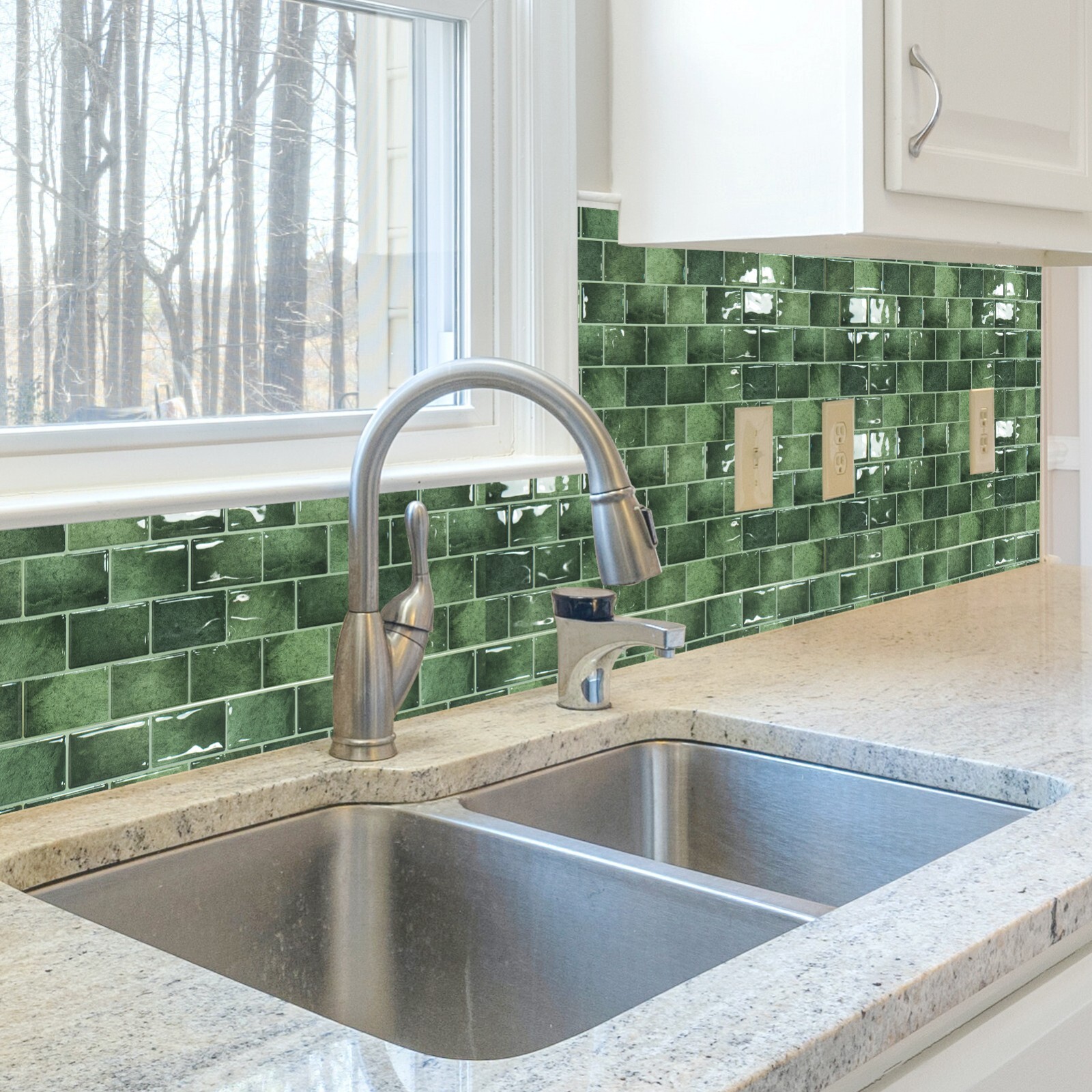Art3d 20-Pack 12″ x 6″ Peel and Stick Backsplash Tile, Subway Tile in Green