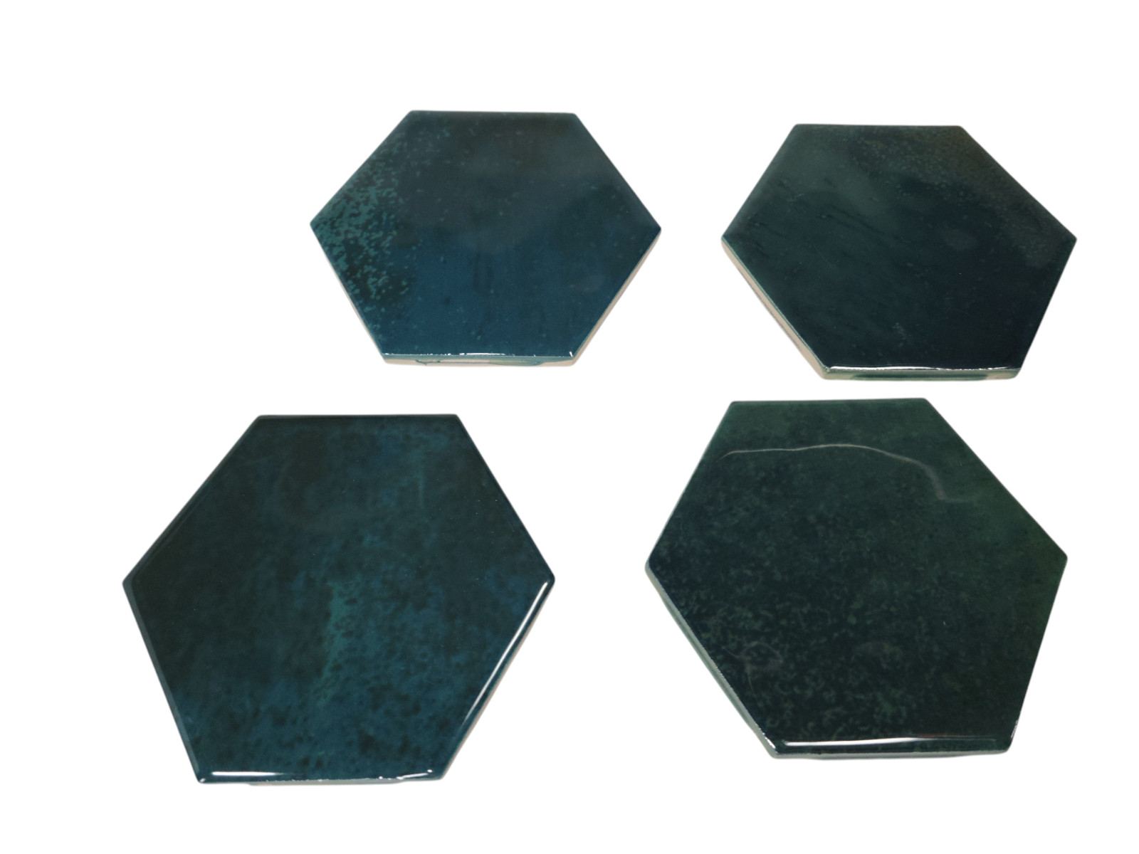 Green Ceramic Tile Hexagon Subway Marble Mosaic Vintage Mid Century Modern Retro