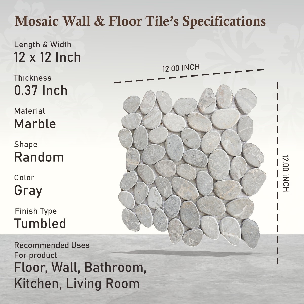Smoke Grey Sliced Pebble Mosaic Wall & Floor Tile ($11.37/SqFt)