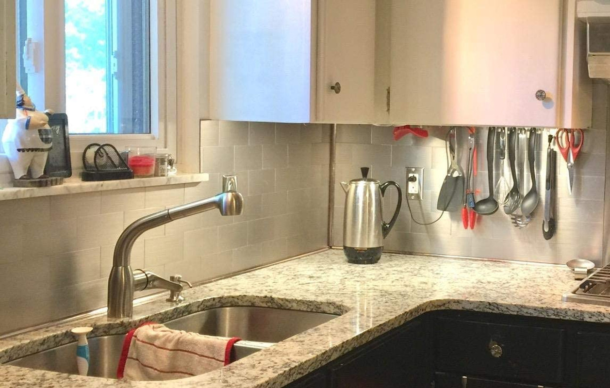 100-Piece Self-Adhesive Stainless Steel Subway Tile Backsplash, 3″ x 6