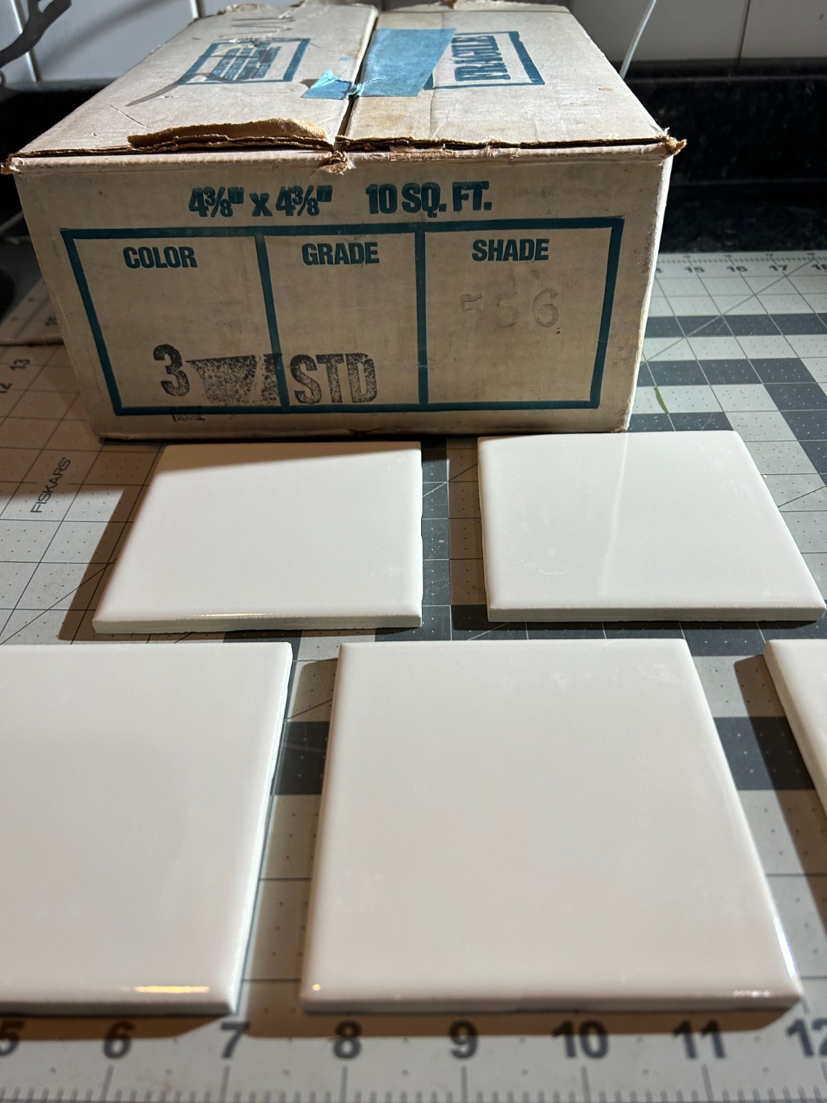 NOS 5-PACK lot VINTAGE 1960’S FLORIDA TILE 4-3/8″ BONE WHITE 556 Ceramic Tile