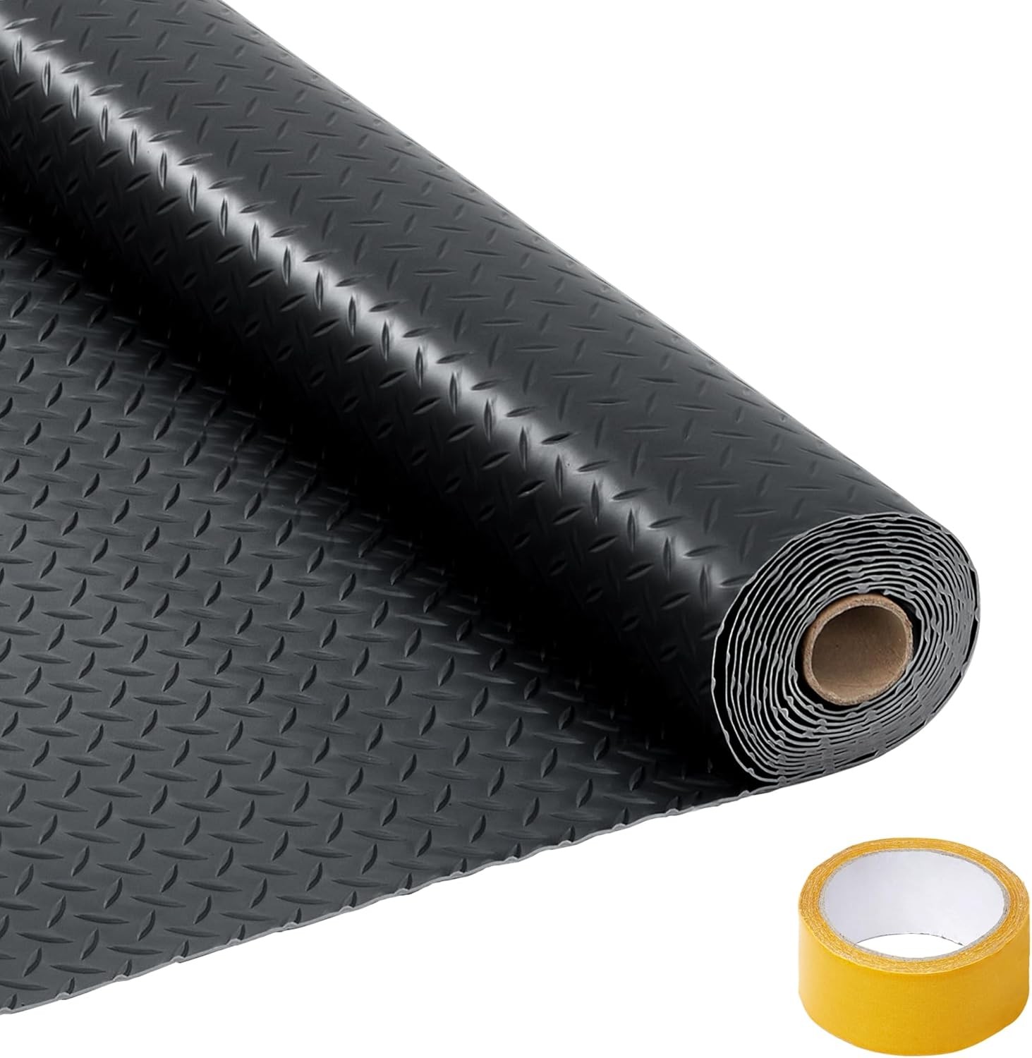 8x20ft PVC Garage Floor Mat, Heavy Duty Diamond Plate Non-Slip 2.8mm with Tape