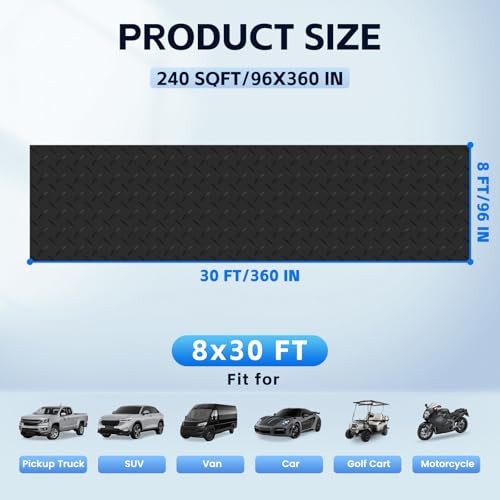 Garage Floor Mat, 2.8mm Thickened PVC Flooring Roll for Under 8×30 FT, Black