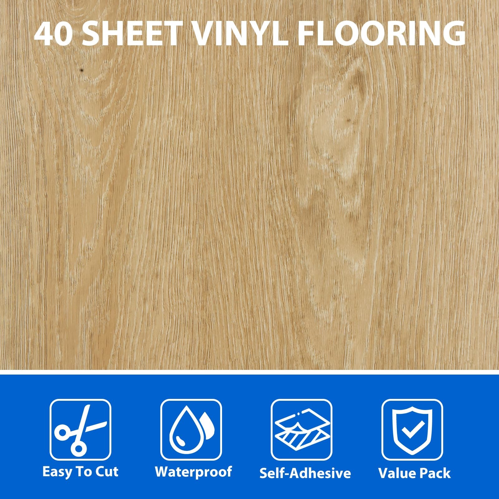 40 Sheet Vinyl Flooring 12×12 Peel and Stick Floor Tile Waterproof Clearance …
