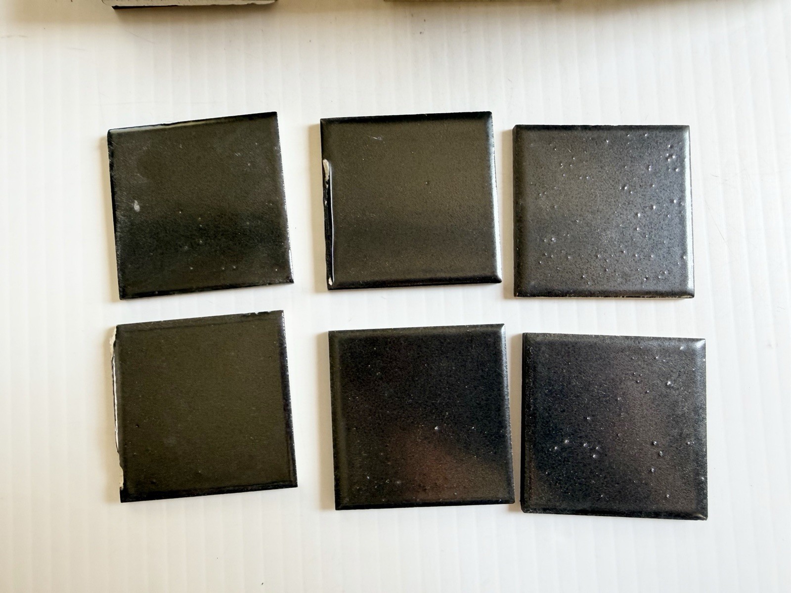 Lot Of Vintage 2” Square Ceramic Tiles MCM Kitchen Bath Black/ Dark Gray