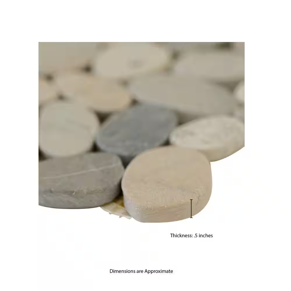 Sliced Pebble Truffle 12 In. X 12 In. X 0.38 In. Tumbled Marble Mesh-Mounted Mos