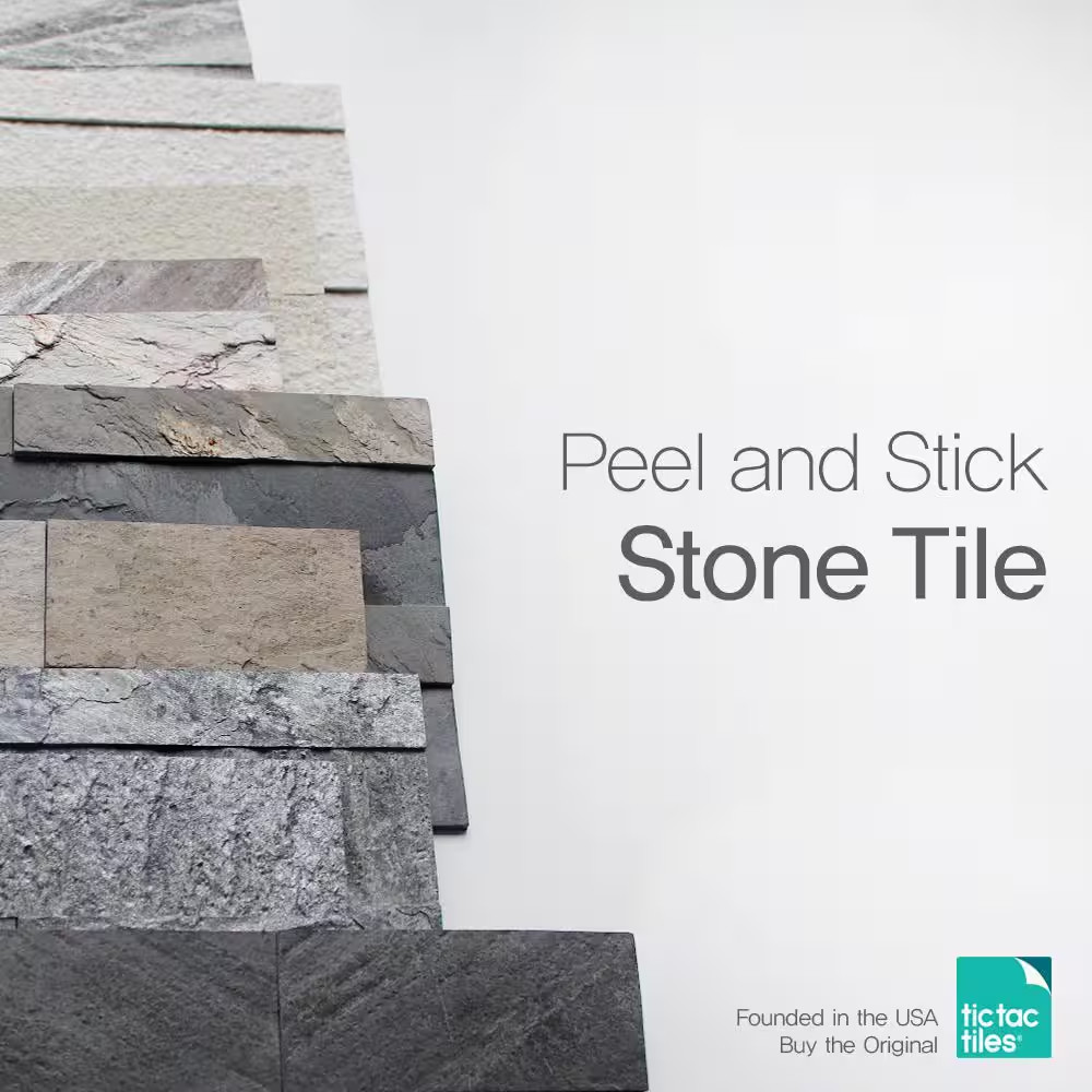 12-Sheets Brown 24 In. X 6 In. Peel, Stick Self-Adhesive Decorative 3D Stone Til