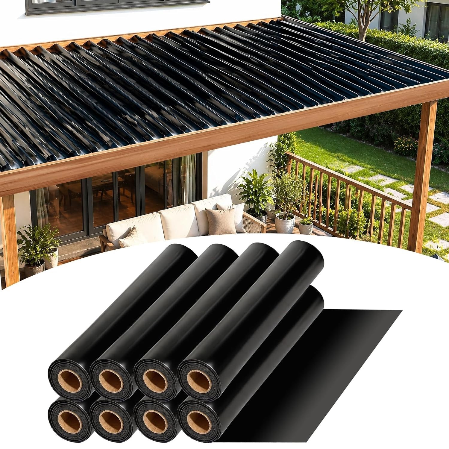 8PCS 16FT Black Under Deck Drainage System HDPE Waterproof Deck Trough Roll USA.