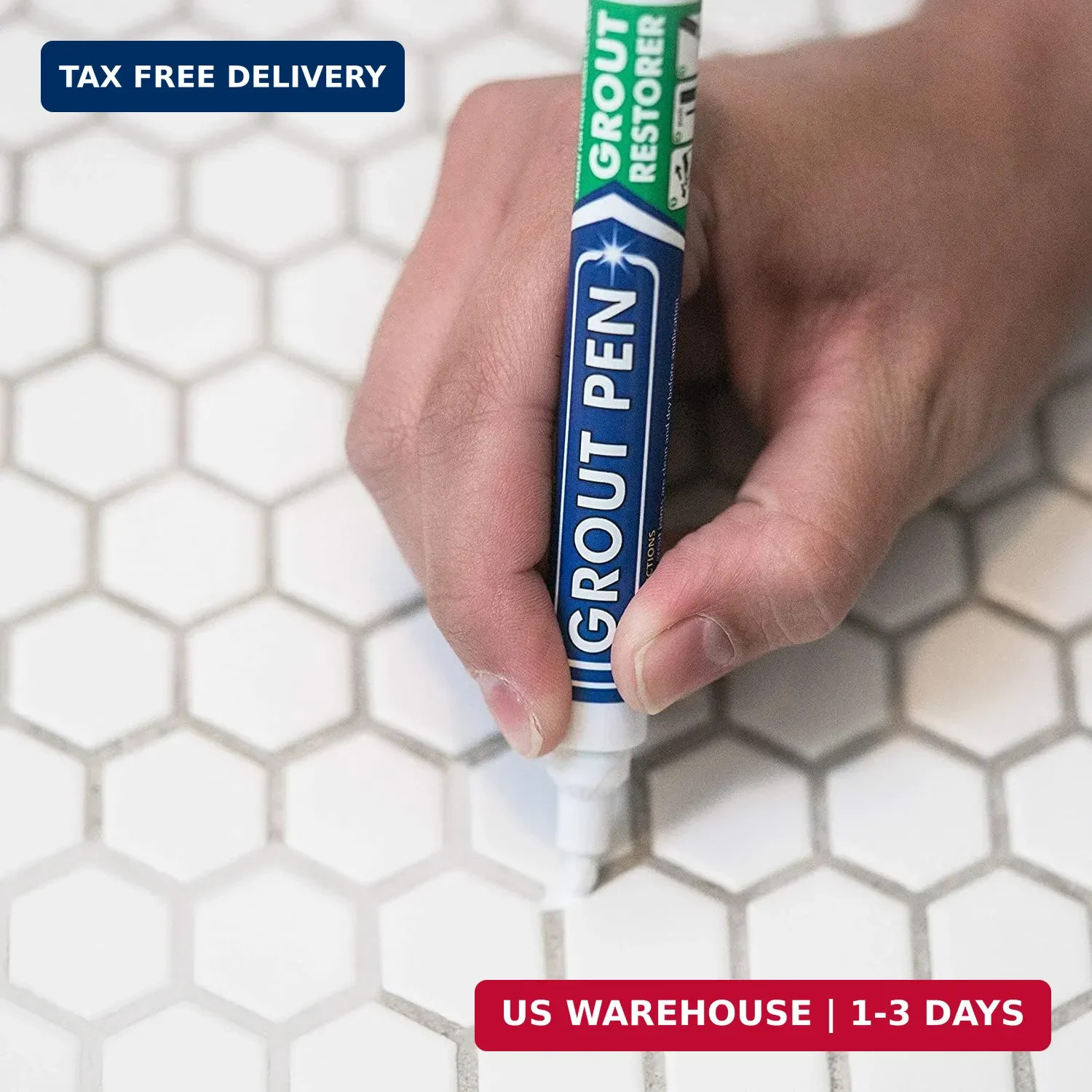 Grout Pen White Tile Grout Paint Marker – Narrow 5mm Tip (7mL) – 3 Pack | Waterp