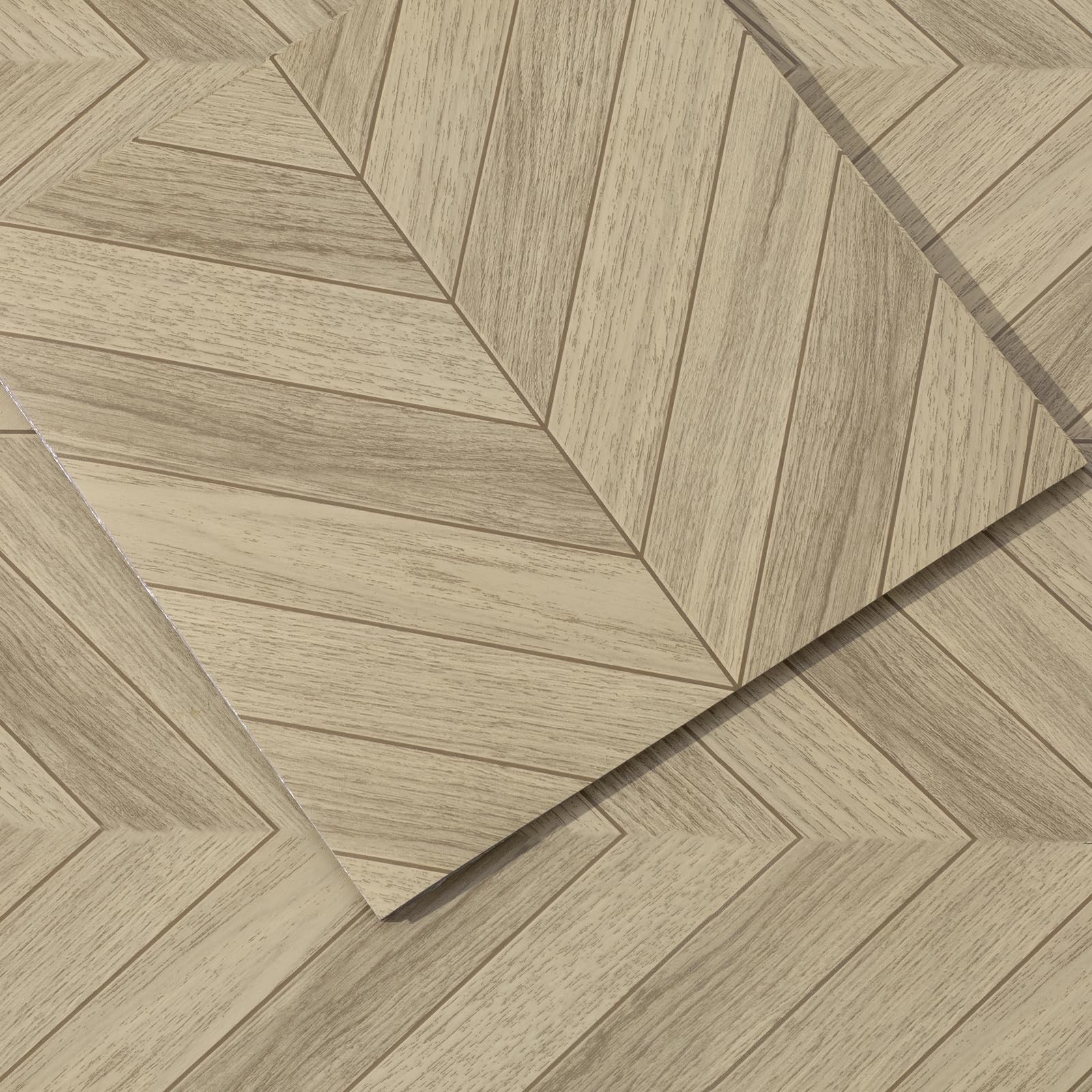 Peel and Stick Floor Tile, 10-Pack 12″ x 12″ Herringbone Wood Look Waterproof…