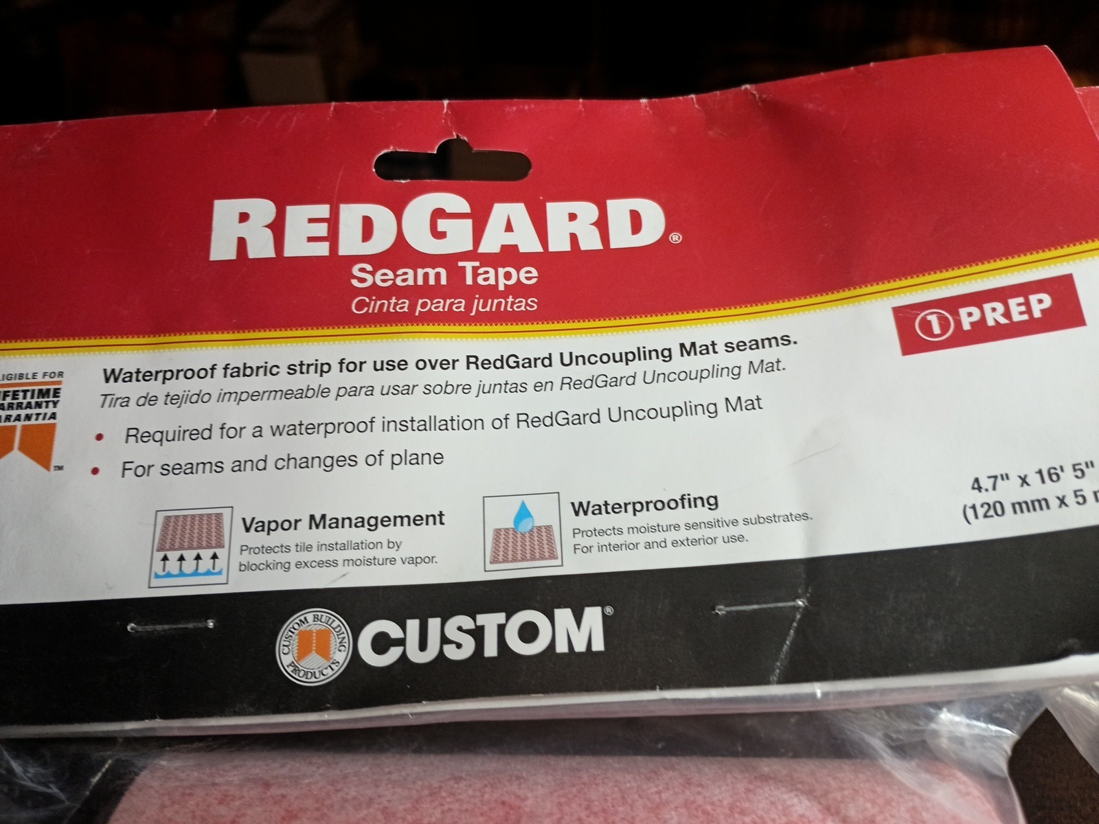 TWO Seam Tape 5in x 16.5 ft Commercial Residential Red Waterproofing Membrane