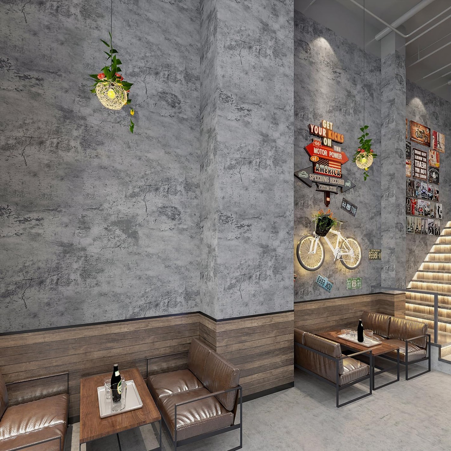 BAYYA Concrete Wallpaper Countertops Contact Paper Grey Cement Wallpaper Peel…