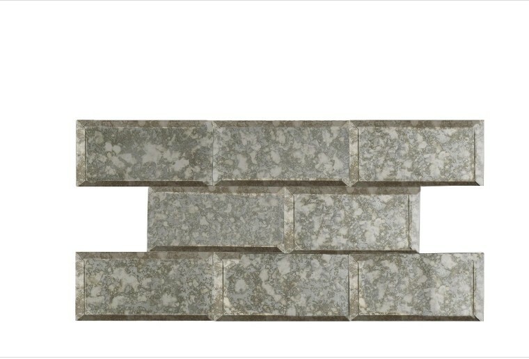 8 SomerTile Lustre Beveled Antique Mirror 3 x 6 (5-7/8 x 2-7/8) Subway Wall Tile