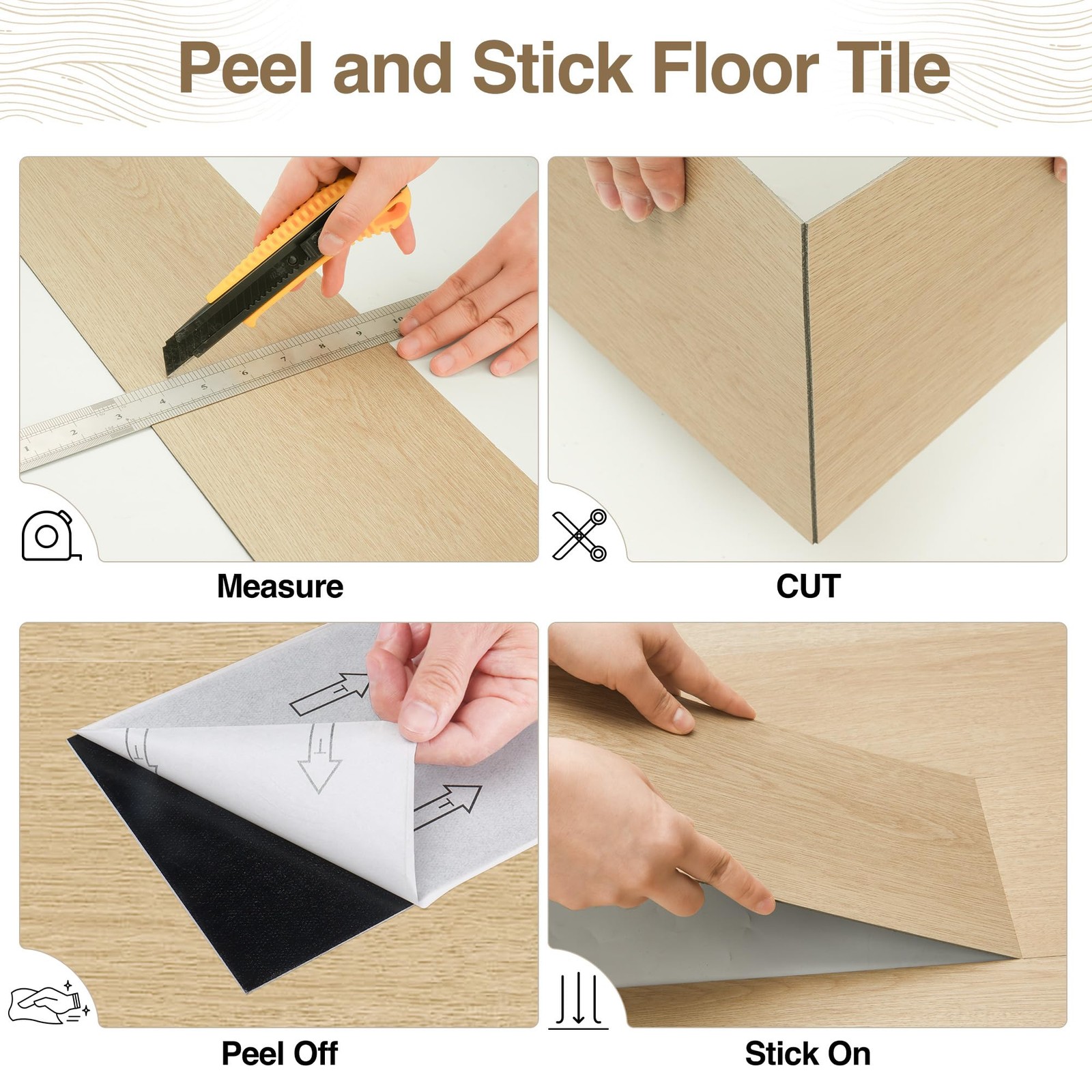 Peel and Stick Floor Tile, 54 Sq.Ft Waterproof Vinyl Flooring, 36 Pieces Wood…