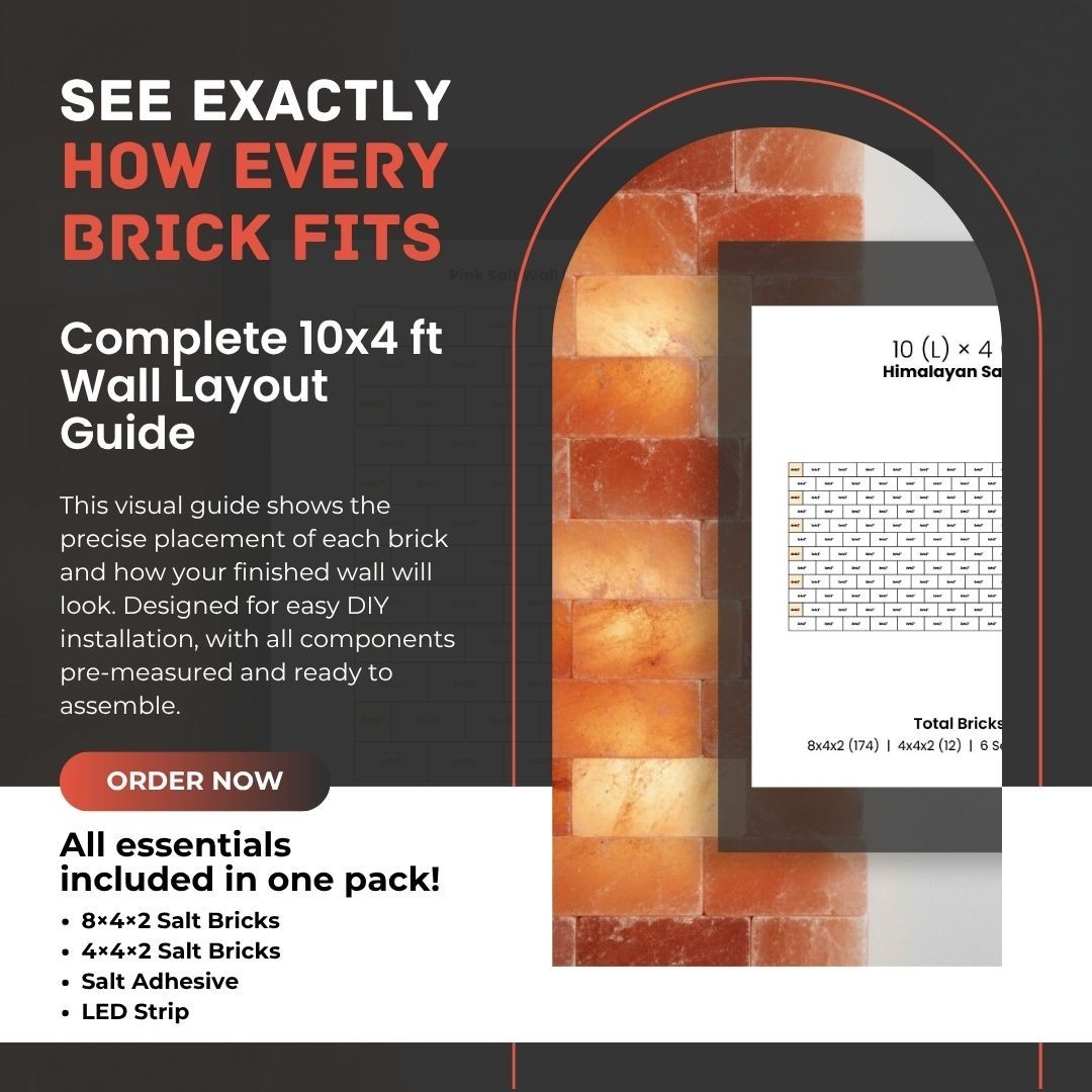 Himalayan Pink Salt Wall Panel Kit 10x4ft Salt Bricks Tiles Spa Sauna LED DIY