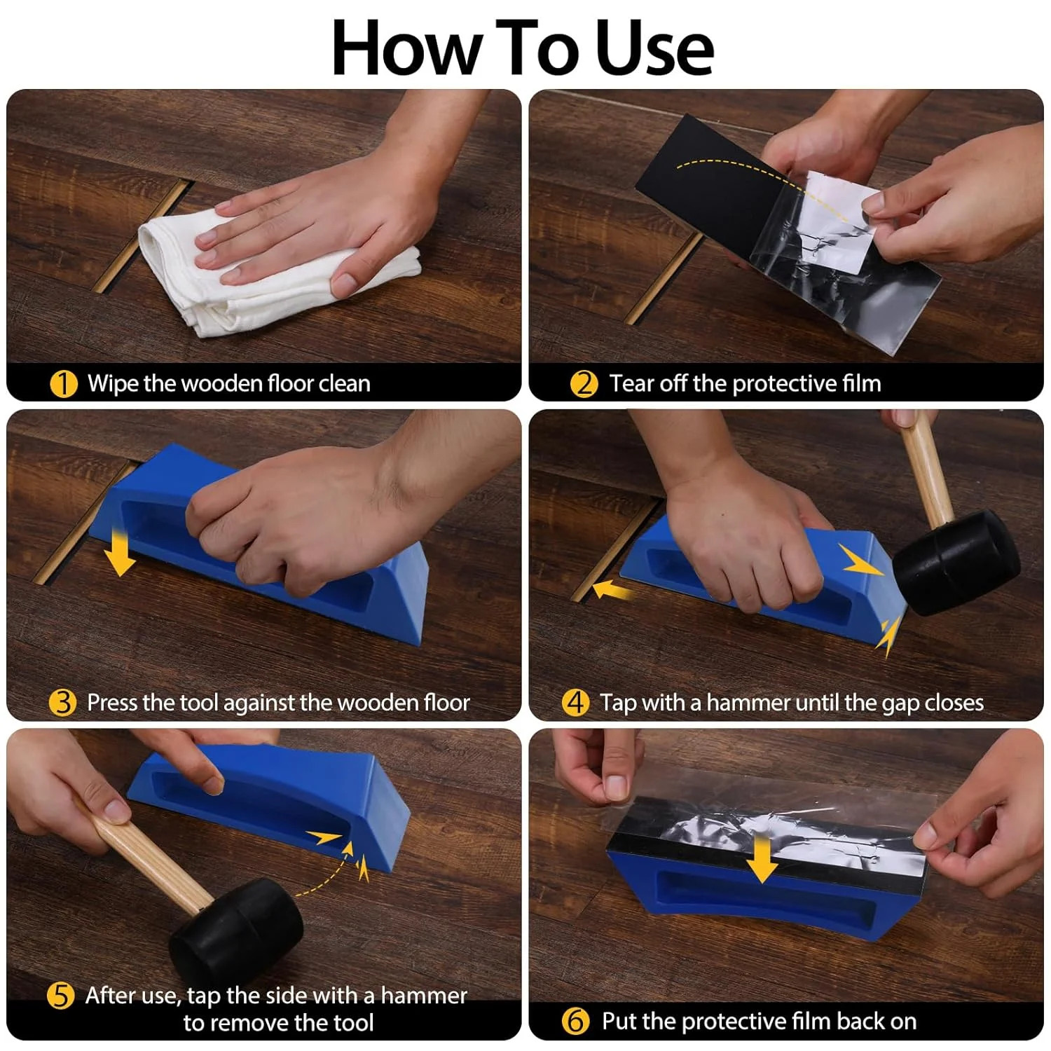 Floor Gap Fixer Tool – Easy Plank Grabber with Mallet & Washable Pads, Quick Flo