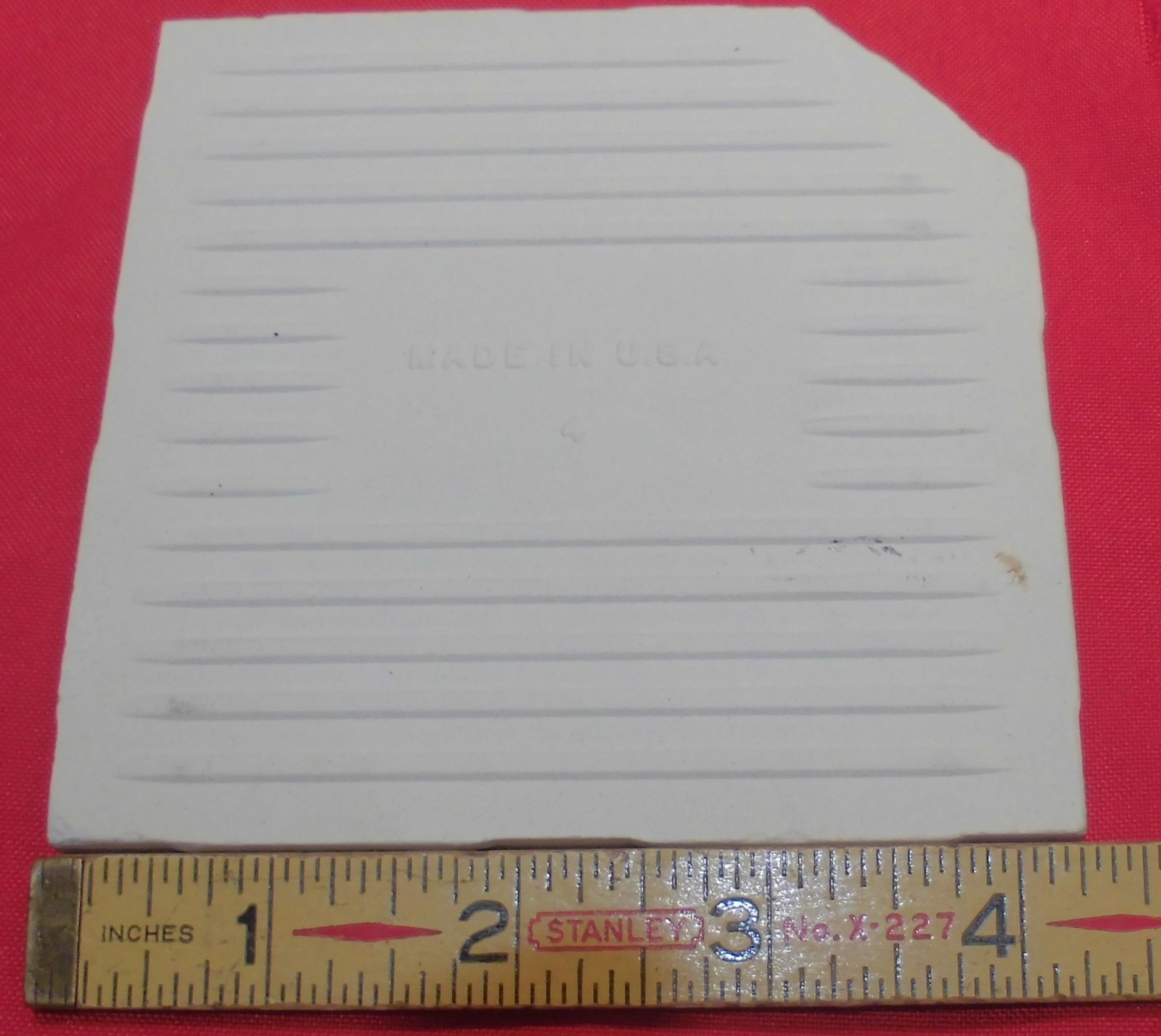 1 pc. *Bone* Clipped Ceramic Tile 4-1/4″ *Crystal Glazed* by Monarch Co. NOS