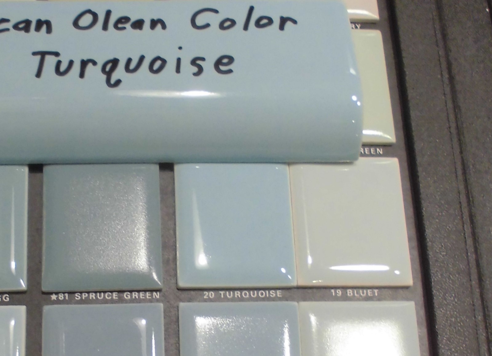 1 pc. *Glossy Turquoise* 2″ X 6″ Radius Bullnose Ceramic Tile: New Old Stock
