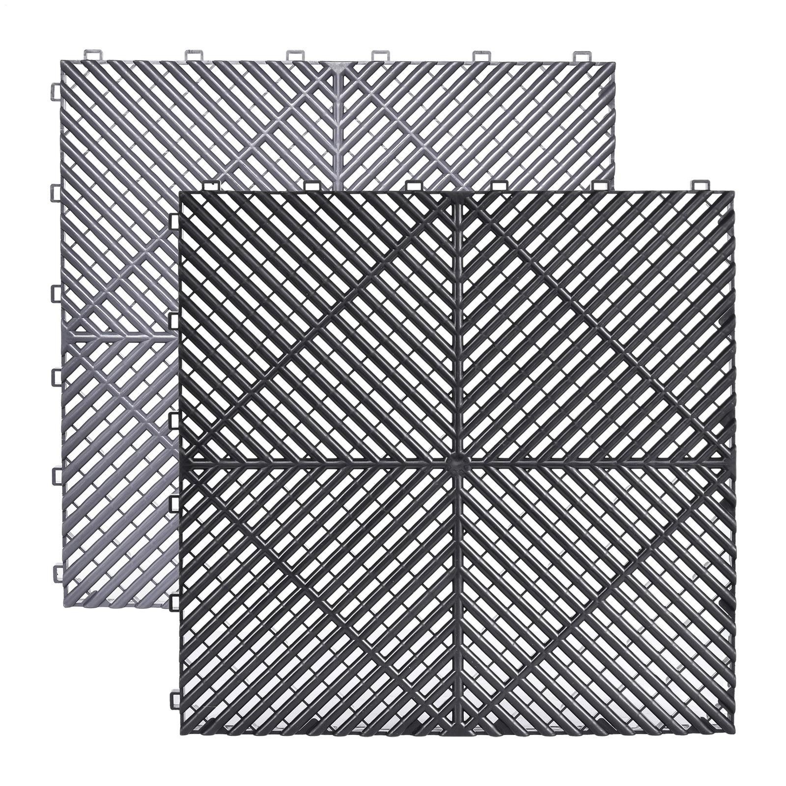 40 Packs Interlocking Garage Floor Tiles Vented Water Drainage 15.75×15.75”