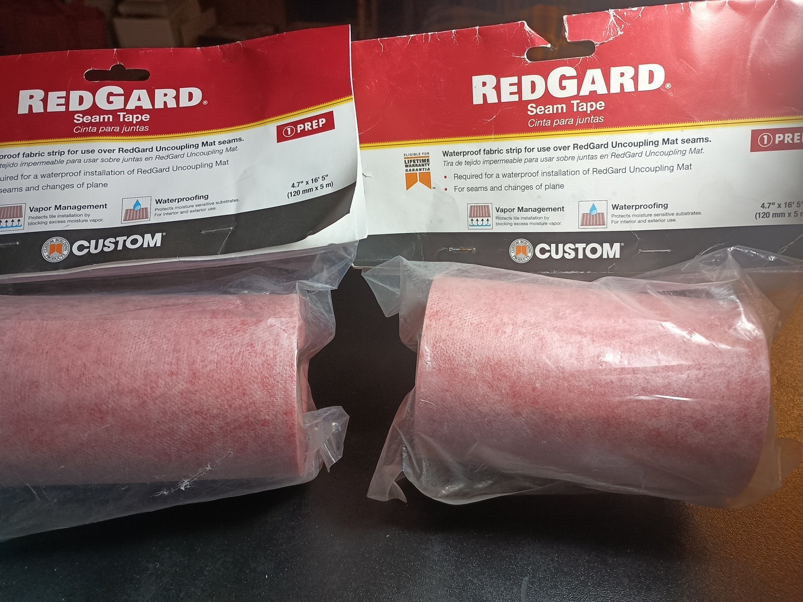TWO Seam Tape 5in x 16.5 ft Commercial Residential Red Waterproofing Membrane