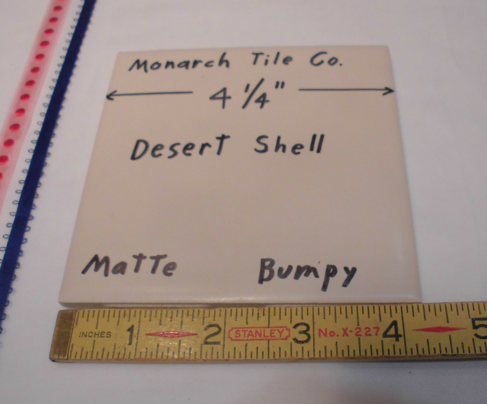 1 pc. Desert Shell- Off White 4-1/4″ Bumpy Matte Ceramic Tile by Monarch Tile Co
