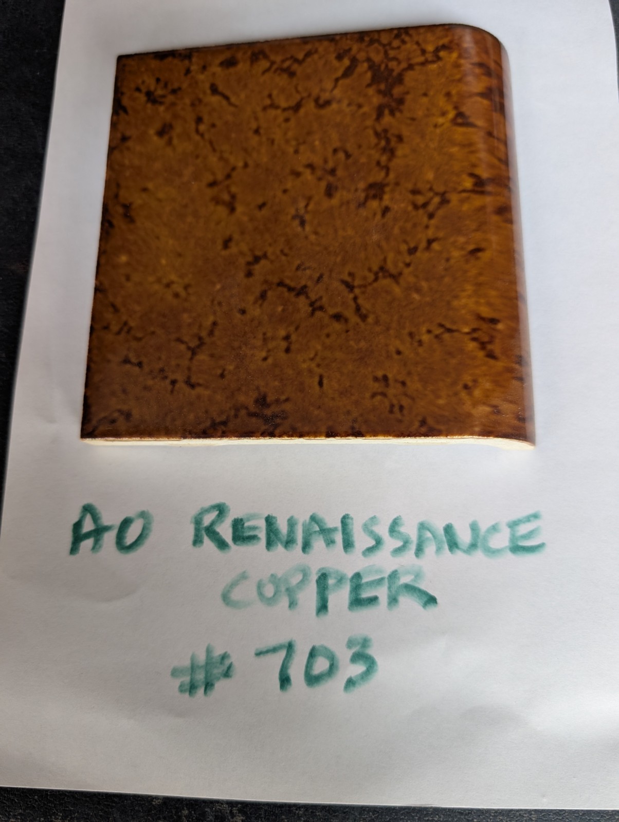 2 pcs Ceramic Tile #703 Renaissance Copper American Olean 4 1/4″ Bullnose USA