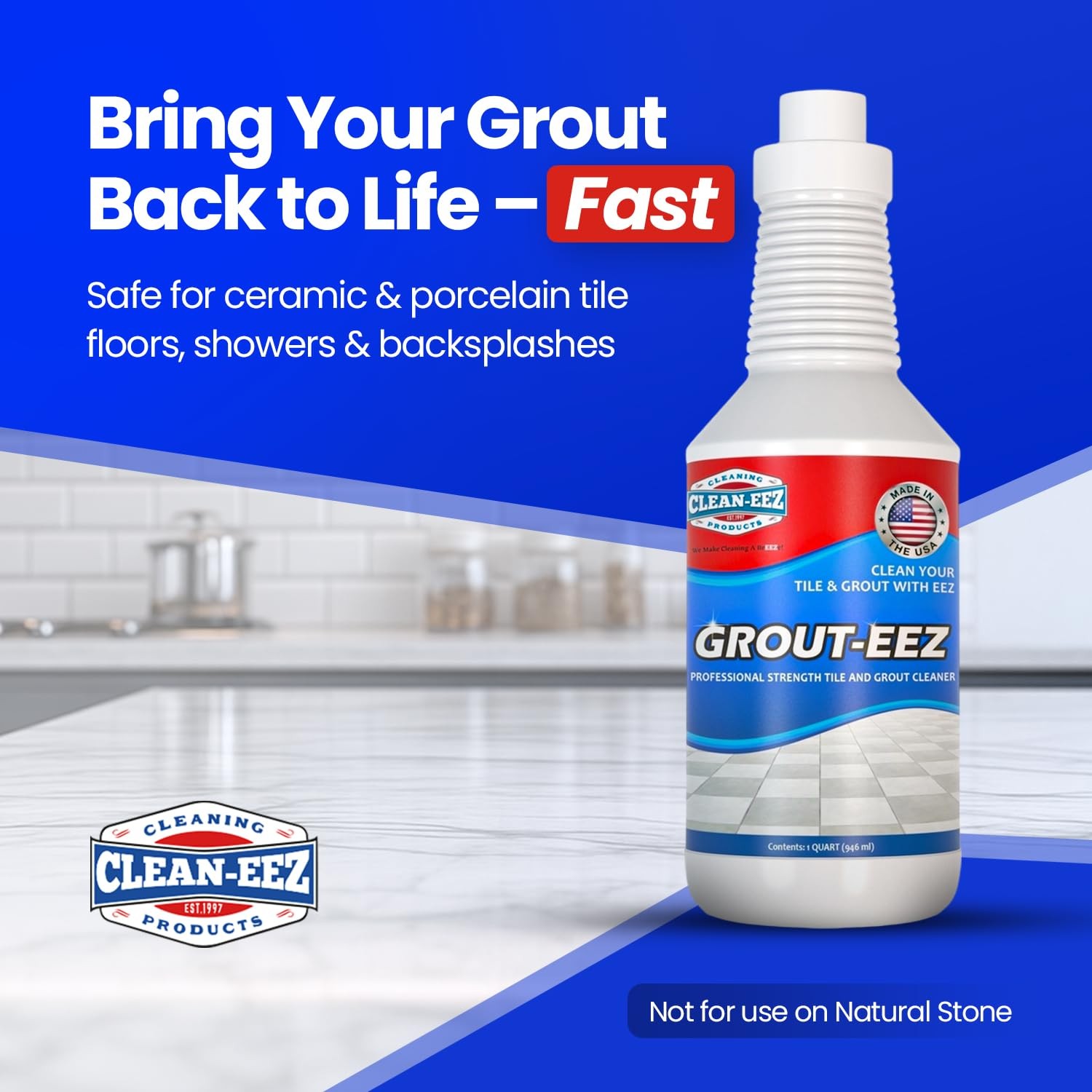 Grout Stain Remover 2 Pack with Stand-Up Brush Attachment for Tile Grout