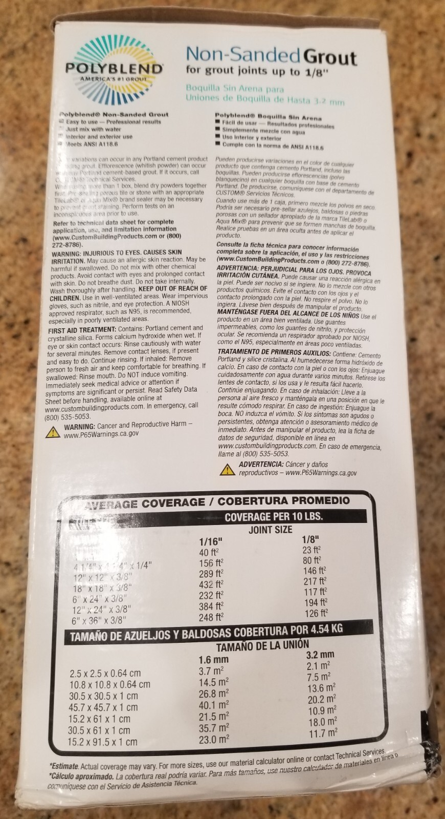 Polyblend Custom Building Products Non-Sanded Grout 10 lbs Bright White #381