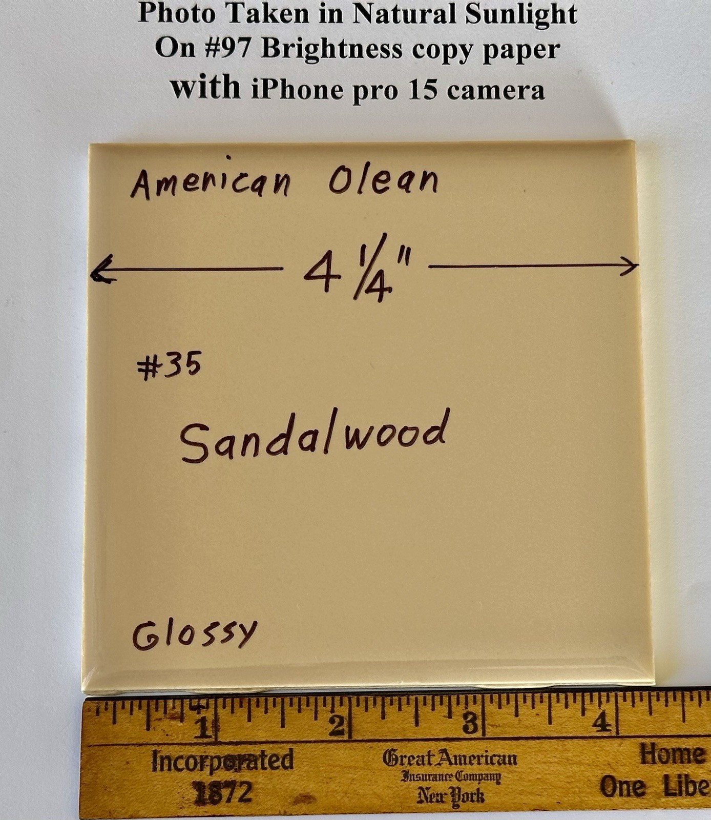 1 pc. Sandalwood by American Olean Co. #35, 4-1/4″ Light Brown, New Old Stock