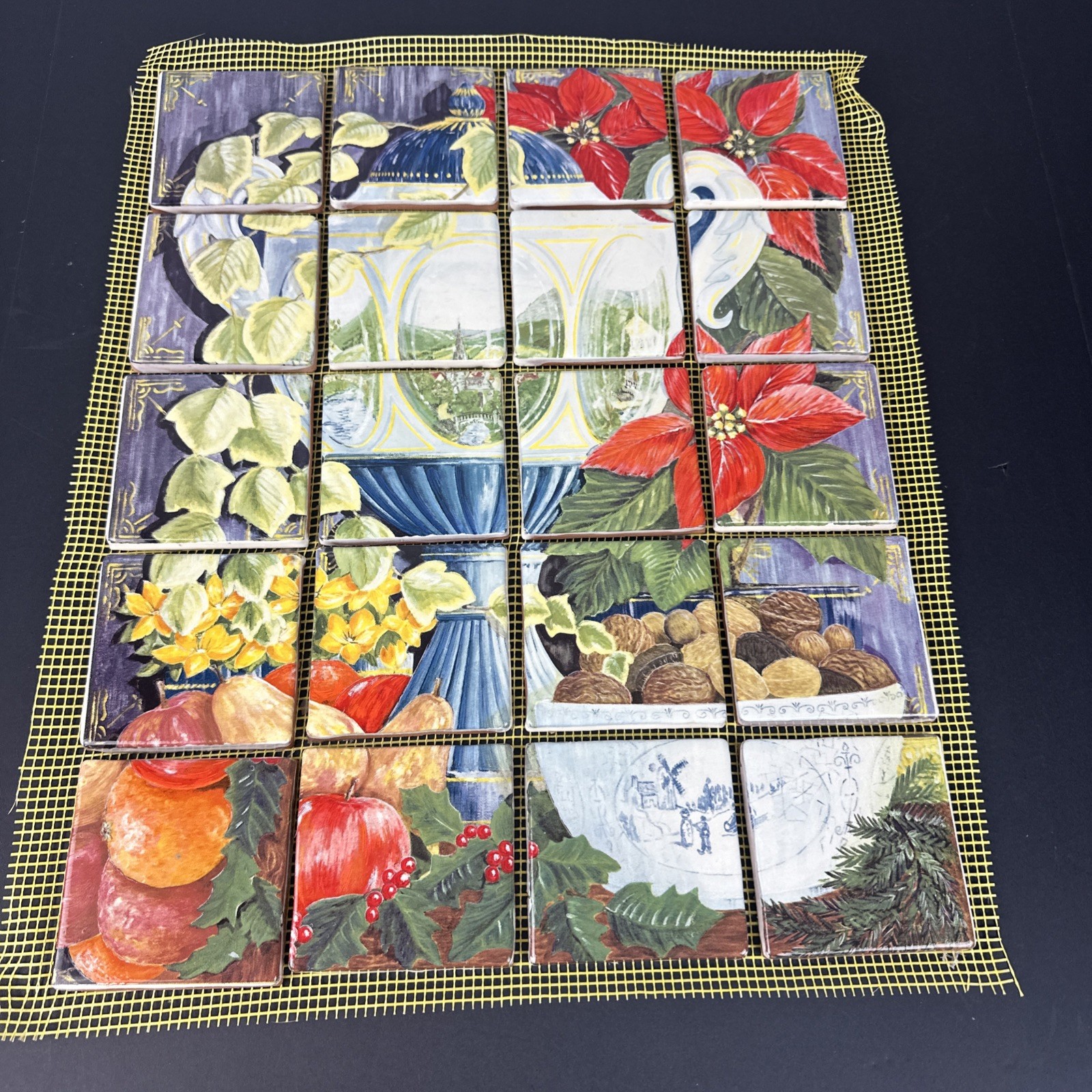 16×20″ 20pc 3.75″ Ceramic Terra Cotta Tile Mosaic Mural Fruit Urn Nut Backsplash