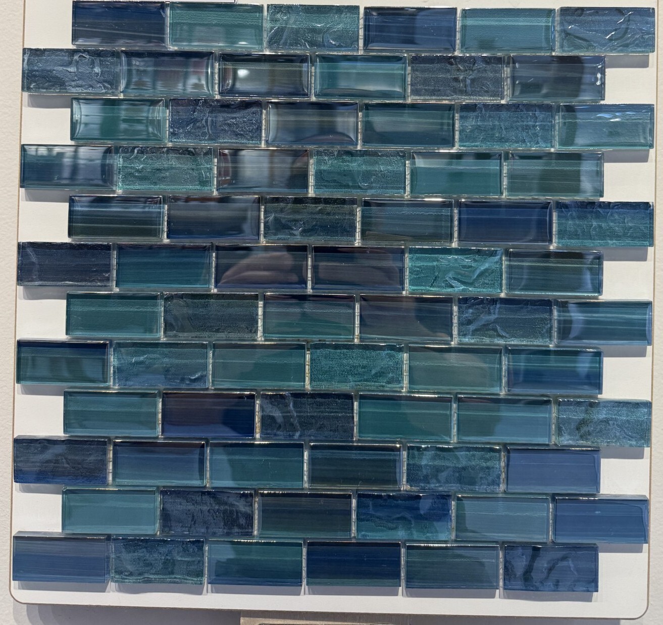 LM-2672 1×2 Teal Azulca Glass Mosaic – 10 sheets