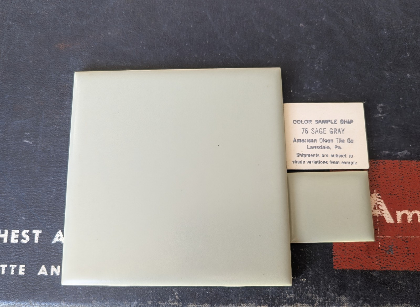 2 pcs of American Olean Ceramic Tile 4 1/4″ Matte Satin “Sage Gray” number 76